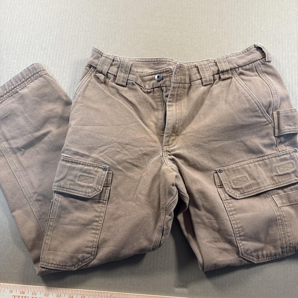Duluth trading Co.Mens 36x30‎ Cotton cargo work Pants Brown Canvas Durable